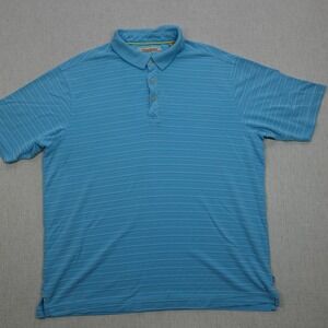 Tommy Bahama Polo Shirt Mens Large Striped Performance Golf Casual Modal Blend